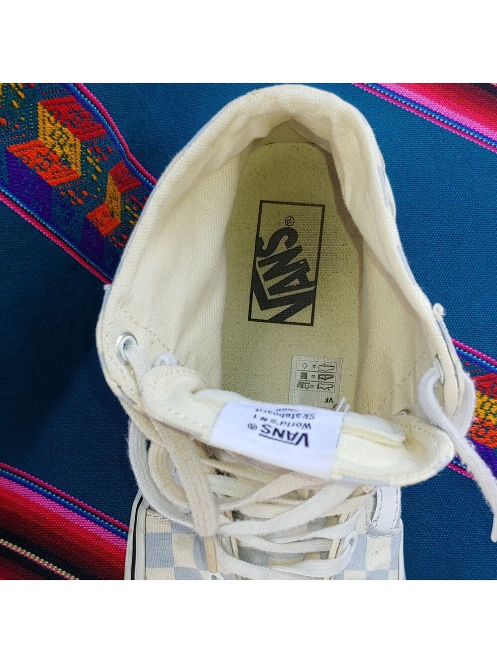 Vans Sk8-Hi Checkerboard Sneakers Zen Blue and White Size Men's 8.5 Women's 10 - Picture 12 of 17